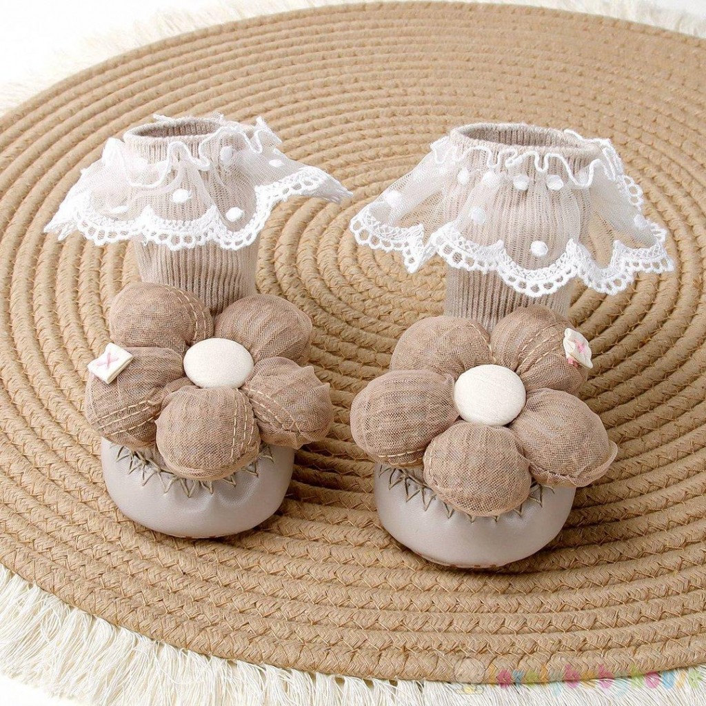 LBH-Baby Girl Dễ Thương Hoa / Nơ Chống Trơn Trượt Dép Đi Bộ Ấm Áp Cho Mọi Mùa