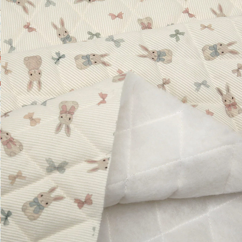 Vải Cotton Dày 50x150cm In Hình Gấu Nhỏ, Phù Hợp May Áo Khoác Handmade Trẻ Em