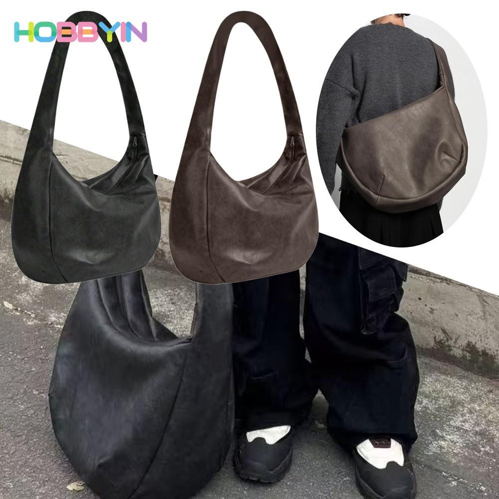 Túi đeo chéo nam HOBBYIN​​, Túi đeo vai dung tích lớn phong cách cổ điển, Phụ kiện thời trang​​ DA PU ​​Kích thước lớn​​ Túi xách nhẹ​​ Dành cho nam và nữ