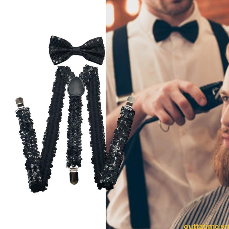 Bộ dây buộc và nơ sequin phổ biến nhất dành cho nam với kẹp kim loại đám cưới và tiệc chủ đề Trang phục cổ Acce