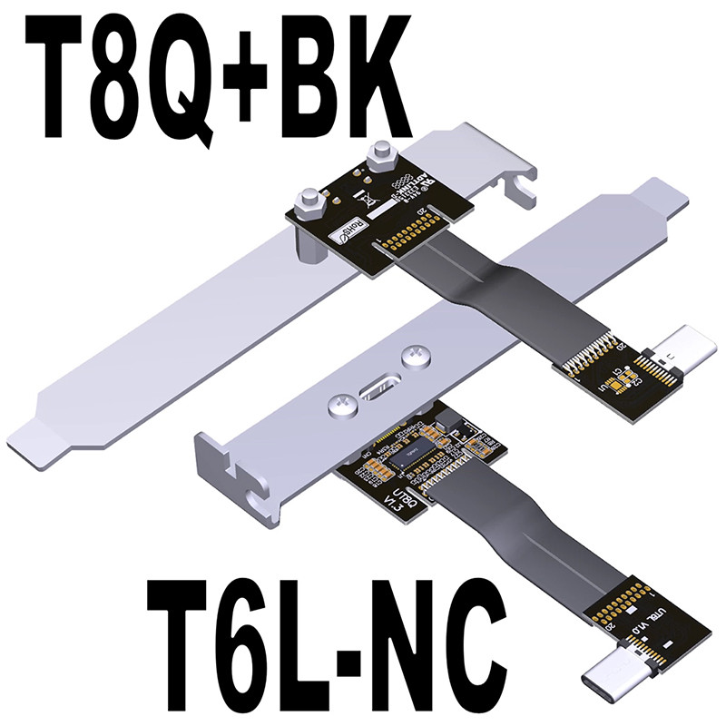 ADT-Link USB 3.2 Type C Nam Sang Type C Nữ Cáp phẳng Gen2x2 20Gbps 10Gbps Bộ mở rộng 90 độ có thể gập lại