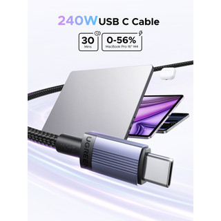 Cáp sạc USB-C sang USB-C UGREEN PD240W Chip đánh dấu điện tử thông minh Vỏ nhôm bện Cáp sạc tương thích cho iPhone 17
