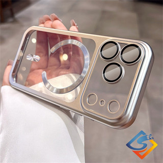 Ốp điện thoại từ tính mạ mềm 6D sang trọng màu cam vũ trụ cho IPhone 17 Pro Max 17 Pro Tpu Vỏ mềm Bảo vệ ống kính Vỏ chống sốc
