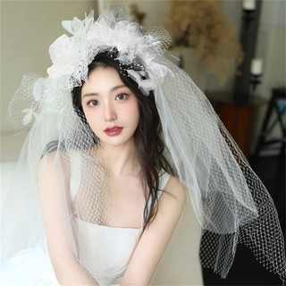 Khăn Lau Trắng Trang Trí Hoa Phong Cách Pháp Cho Cô Dâu Chụp Ảnh Đám Cưới