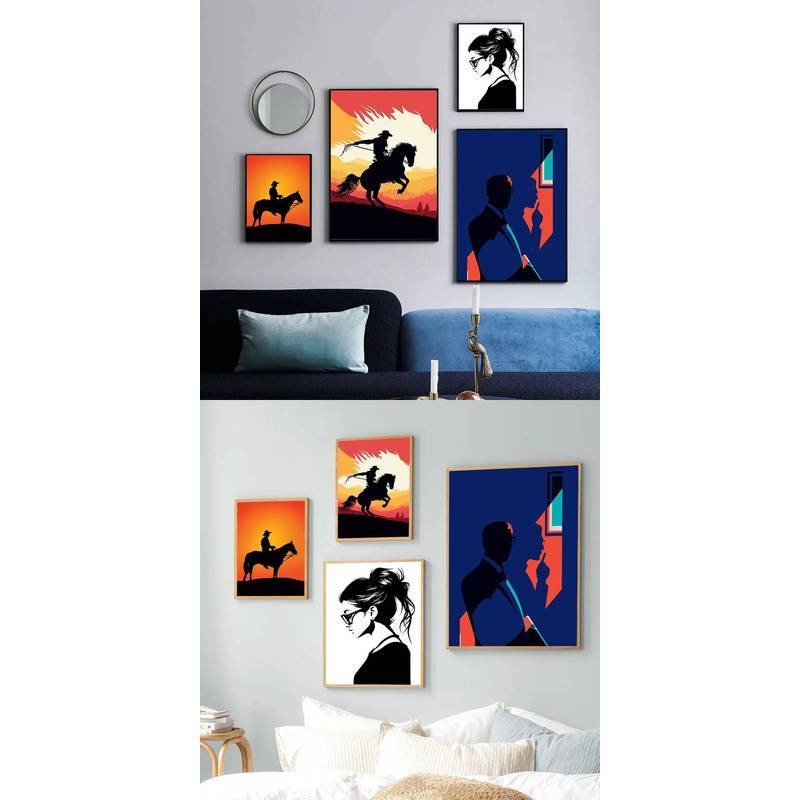 Phong Cách Silhouette Người Tranh Canvas Cho Không Gian Ấm Áp Nghệ Thuật Trang Trí Tường Nhà Canvas Poster