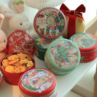 Vòng Nhỏ Có Thể Giáng Sinh Bao Bì Bánh Quy Bánh Quy Bao Bì Hộp Thiếc Hộp Rỗng Màu Đỏ Hộp Quà Tặng Hộp Kẹo