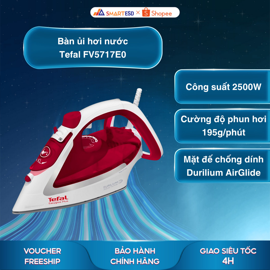 Bàn ủi hơi nước Tefal FV5717E0 - Dung tích bình chứa 270ml - Bảo hành chính hãng 24 tháng