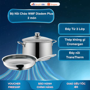 Bộ Nồi Chảo WMF Diadem Plus 2 món (Nồi 20cm + Chảo Thép 24cm), Đáy Từ 3 Lớp - Hàng chính hãng
