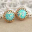 Một thế giới| Vintage Nữ Nhiều Màu Tròn Giả Opal Khắc Tòn Ten Móc Bông Tai Trang Sức