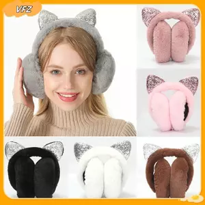 VFZ Hoạt Hình Lấp Lánh Kim Sa Lấp Lánh Tai Mèo Earmuffs Tai Nghe Tai Cho Nữ Bé Gái Ngoài Trời Bảo Vệ Lạnh Lông Tơ Mềm Earmuffs Louislifecool