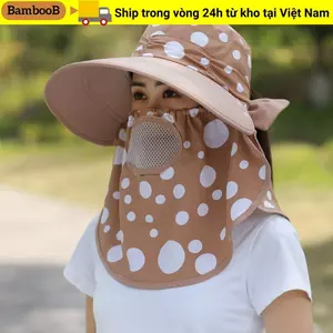 Mũ hái trà BAMBOOB, Kem chống nắng vành rộng và che nắng Mũ làm việc nông nghiệp, Khăn choàng bán chạy Bảo vệ cổ Mũ đuôi ngựa chống tia cực tím Quà tặng