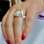 Một thế giới| Phụ Nữ Thanh Lịch Kim Cương Giả Opal Kẻ Sọc Hoa Sen Nhẫn Trang Sức Dự Tiệc