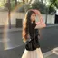 Phong cách Hàn Quốc Áo thun ngắn tay cổ búp bê chấm bi phong cách mới dành cho nữ Thiết kế thời trang mùa hè Sense Slim-fit Slimmer Look Front Shoulder Small Top