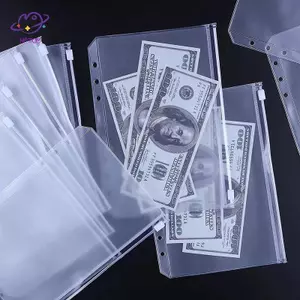 HFTOY 4 A6 6 Lỗ Chất Kết Dính Nhà Thơ Phong Bì PVC Chống Thấm Nước Dây Kéo Chất Kết Dính Túi ~