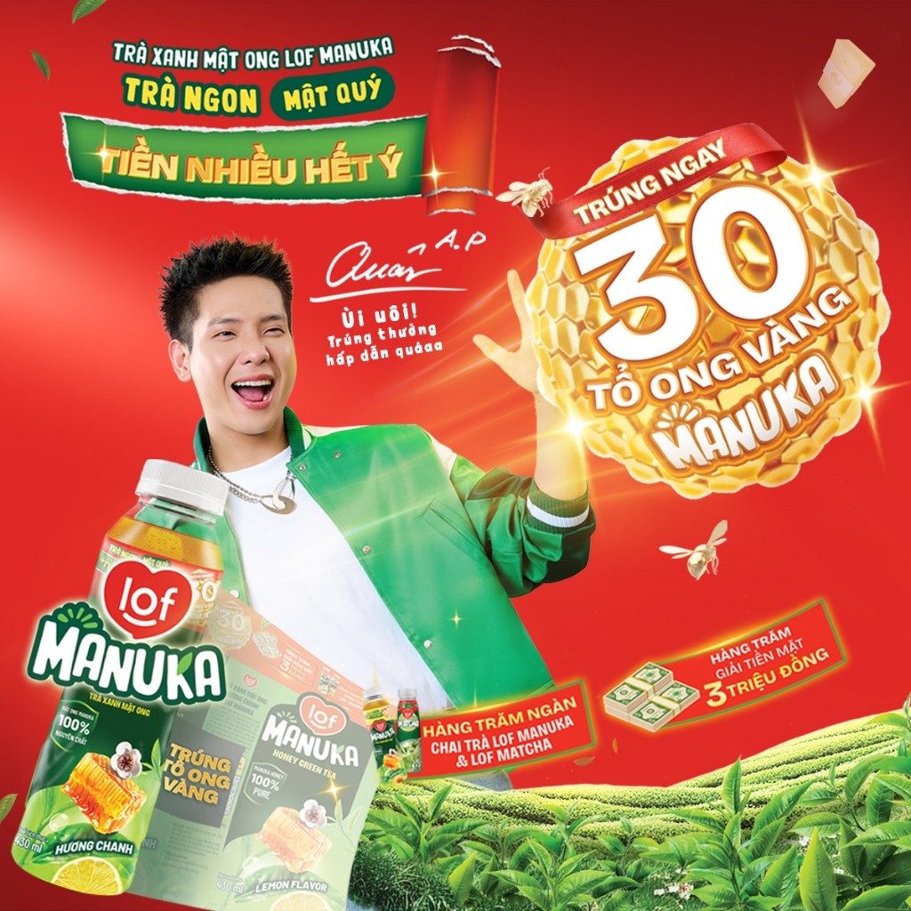 Trà xanh mật ong LOF Manuka hương chanh thùng 24 chai x 430ml