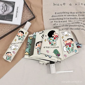 Crayon Shin-Chan Tự Động Mở Ô Gia Cố Khung Chống Gió Chống Tia UV Chống Nắng Dù Mưa Sun Sử Dụng Kép Hoạt Hình Anime Gấp