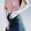FUZOU Y2K Tay Ấm Áp, Găng Tay Dệt Kim Nơ Co Giãn, Phong Cách Ba Lê Thời Trang Phong Cách Hàn Quốc Ngọt Ngào Không Ngón Tay Ấm Áp Tiệc Bé Gái
