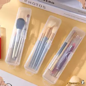 Hộp đựng mỹ phẩm CHEESELY, Hộp đựng cọ trang điểm dung tích lớn trong suốt, đa chức năng có nắp hộp đựng bàn chải đánh răng du lịch chống bụi cho nữ bé gái