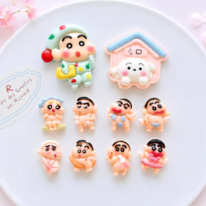 Set Charm Shin Nhà Tắm Cún Bông Ngôi Nhà Hồng – Bộ 10 Charm Resin Trang Trí Dép Kawaii Cao Cấp Hot Trend