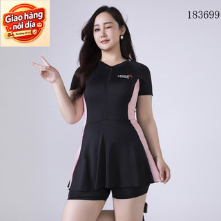 Giao hàng nội địa từ Việt Nam Đầm Bơi Một Mảnh Nữ Váy Modest Tay Ngắn Plus Size XL-6XL 0529