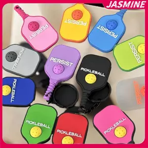 JASMINE Sáng Tạo Pileball Raet Kim Loại Móc Khóa Đầy Màu Sắc Rỗng Golf Bóng Móc Khóa Dink Ball Người Hâm Mộ Đảng Túi Quà Tặng Mặt Dây Chuyền JASMINE