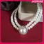 JASMINE 3 Thời Trang Hai Lớp Ngọc Trai Mặt Dây Chuyền Nelace Bông Tai Bộ Trang Sức Nữ Tiệc Cưới Phụ Kiện Trang Sức Quà Tặng JASMINE