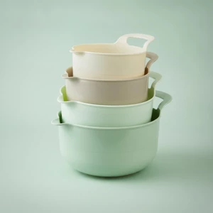 4 Miếng Bát Trộn Có Đổ Vòi Máy Rửa Bát Nhựa An Toàn Bát Salad Bộ Đồ Ăn Hóa Học Không Phụ Gia An Toàn Tiện Dụng