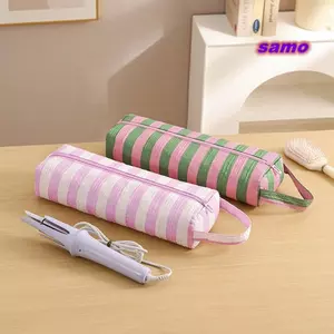 Túi Bảo Quản Máy Sấy Tóc SAMO, Túi Bảo Quản Sắt Uốn Di Động Chịu Nhiệt, Thiết Kế Sọc Dung Tích Lớn Túi Trang Điểm Đa Năng Sử Dụng Tại Nhà