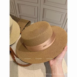 Kỳ Nghỉ Đi Biển Mũ Nữ Pháp Webbing Flat Top Mũ Rơm Nữ Mùa Hè Đi Biển Du Lịch Che Nắng Mũ Chống Nắng Mũ Chống Nắng