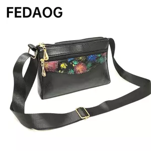Túi đeo chéo FEDAOG, Túi đeo vai mềm bằng da PU, Túi Messenger thiết kế hoa nhiều lớp đa năng dành cho nữ