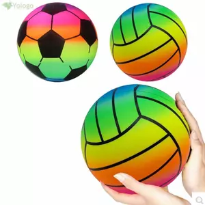 Quả bóng đi biển bơm hơi YOLOGO, Quả bóng đi biển cầu vồng PVC dày, Quả bóng nước mùa hè khổng lồ 22cm bền bỉ cho trẻ em