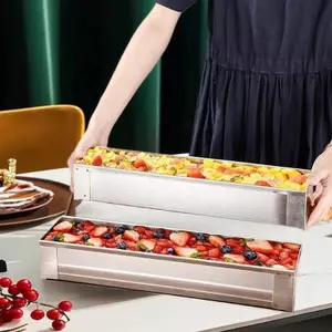 Ziyulinyuk Khuôn Làm Bánh Dài Bằng Thép Không Gỉ Chống Trơn Trượt BakingTray Chống Trầy Xước Hình Chữ Nhật Tiramisu Đế Bánh DlY Dụng Cụ Nấu Ăn Nhà Bếp VN
