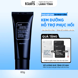 Kem dưỡng da Dear, Klairs Midnight Blue Calming Cream hỗ trợ cấp ẩm và phục hồi cho da 60g [FS]