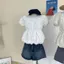 Áo Babydoll Hoa Phối Lót Ren Form Bí Xoè Cột Cổ Dễ Thương, Áo Kiểu Nữ Line45444 - - Hieuvy Botique