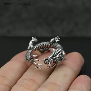 VFZ Retro Độc Đoán Phong Cách Dân Tộc Nhẫn Rồng Dành Cho Nam Thoáng Mát Mở Có Thể Điều Chỉnh Nhẫn Punk Vintage Thời Trang Ngón Tay Trang Sức Phụ Kiện OTE