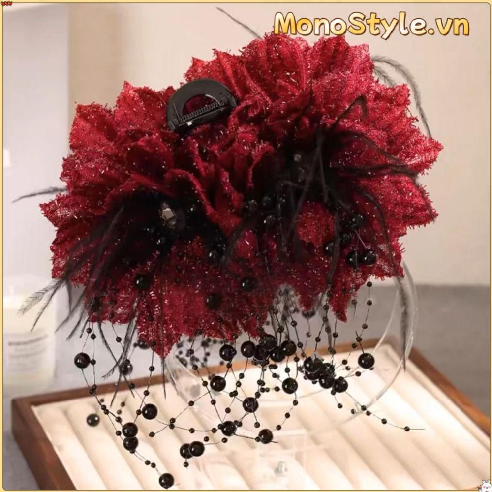Nắm kẹp tóc nữ hoa mẫu đơn sequin thanh lịch