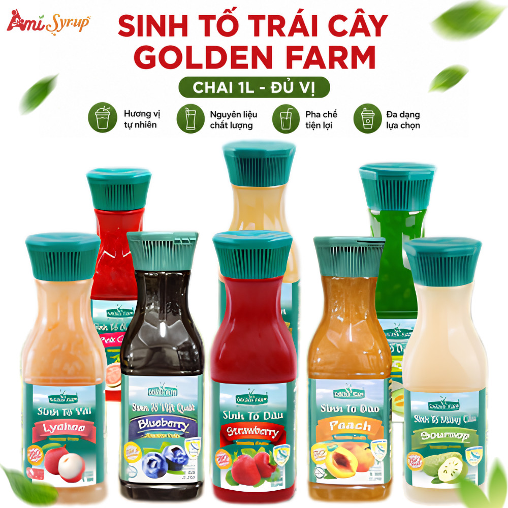 Sinh Tố Trái Cây Golden Farm Chai 1L Đủ Vị, Ứng Dụng Đa Dạng Trong Pha Chế Đồ Uống