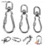 Ziyulinyuk Thép Không Gỉ Xoay Móc Treo Loing Chó Dây Xích Bule Qui Phát Hành Bule Carabiner Kẹp Cho Chó Đi Bộ Cắm Trại VN