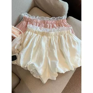Khuyến nghị riêng của quản lý cửa hàng kết cấu Sense ~ Melade Sweet Style Ren Khâu Bud Quần short ống rộng thông thường dành cho nữ mùa hè