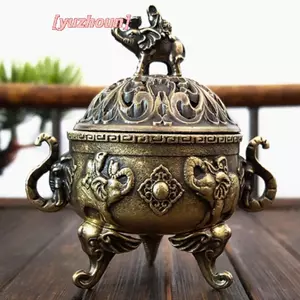 Lư Hương Voi Lư Hương Kim Loại Sen Lư Hương Bát Đựng Hương Có Tay Cầm Thiền Yoga Trang Trí Nhà Phong Cách Cổ Đại
