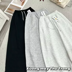 Quần ống rộng dáng dài Nỉ Loại 1, Lưng Chun Co Giãn, Thiết Kế Trơn Basic, Dễ Phối Đồ-tgrgrg