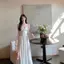 Đầm eo Filigree phong cách Pháp dành cho nữ Mùa hè 2026 Phong cách mới Off-White Phong cách kỳ nghỉ Ren-Up Váy đeo cổ chữ v