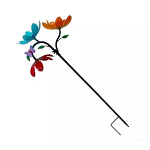 Top Iron Art Flower Wind Wheel Trang trí xoắn đầy màu sắc cho sân vườn bãi cỏ