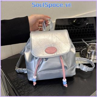 Ba lô cầm tay SOULSPACE, Ba lô nhỏ dễ thương bằng da PU, Túi đeo vai mềm có dây kéo thời trang dành cho nữ