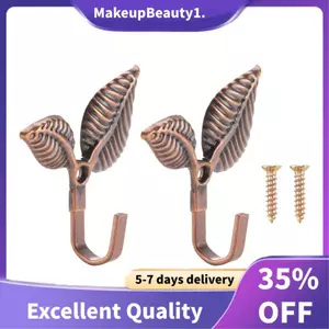 2 x Sắt Hình Lá Rèm Thắt Lưng Giá Đỡ Móc Treo Tường Trang Trí Nhà Cửa, Đồng Đỏ