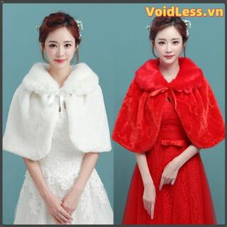 VOIDLESS Sang Trọng Quấn Giả Lông Làm Dày Áo Mềm Phụ Kiện Đám Cưới Áo Cưới Khăn Choàng Lông Thanh Lịch