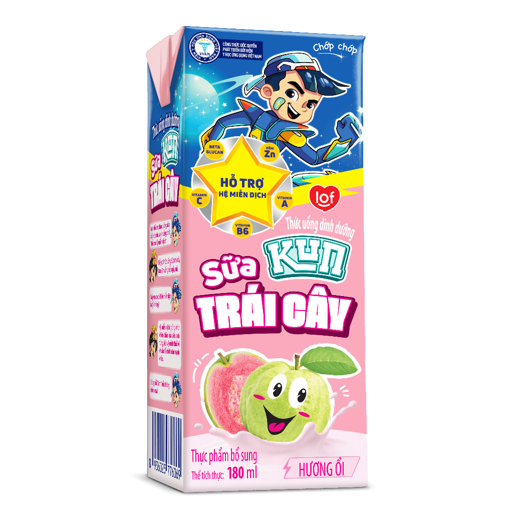 Sữa trái cây Kun vị ổi thùng 48 hộp x 180ml