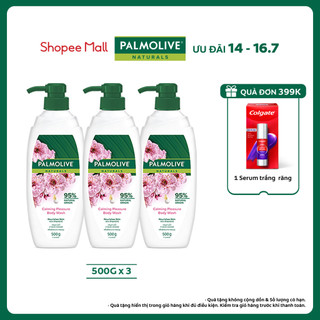 Bộ 3 chai sữa tắm Palmolive sảng khoái dịu êm 95% chiết xuất từ hoa anh đào 500g/chai