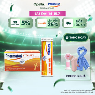 Bộ 1 Thực Phẩm Bảo Vệ Sức Khỏe Pharmaton Vitality Dạng Vỉ Hộp 50 Viên + Thực phẩm bảo vệ sức khỏe Pharmaton Energy Fizzi