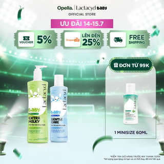 Bộ sản phẩm Sữa Tắm Gội Trẻ em Lactacyd Baby Extra Milky 500ml +1 Lactacyd Baby Gentle Care 250ml
